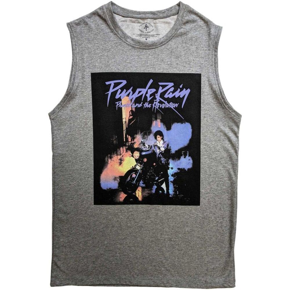 Prince Unisex Adult Purple Rain Cotton Tank Top / Gray